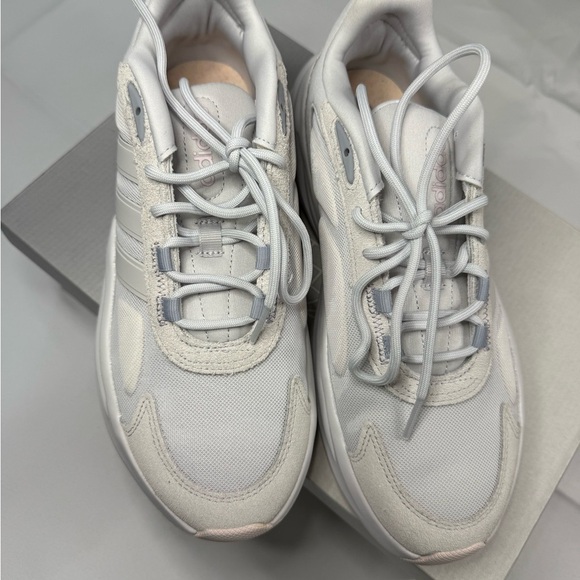 adidas Gray and Pink Athletic Shoes with Cushioned Midsole - Picture 1 of 9